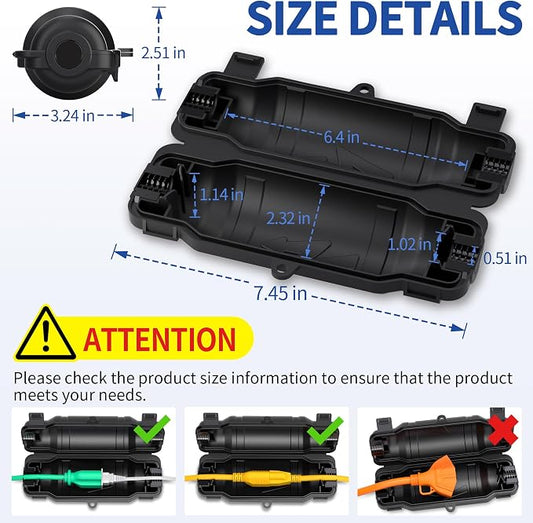 9 Pack Outdoor Extension Cord Safety Cover with Waterproof Seal IP54 Water-Resistant, Weatherproof Electrical Connection Box with 2 Latches, Plug, Socket, Holiday Decoration Light, Black