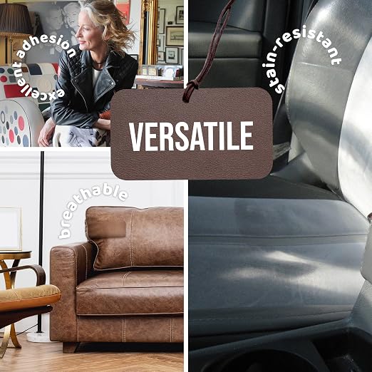 MastaPlasta Self-Adhesive Premium Leather Repair Patch - Gray 8" x 4" (20 x 10 cm). Your Instant Stick-On Upholstery-Quality Leather Repair Kit for Couches, Car Interiors, Bags & DIY