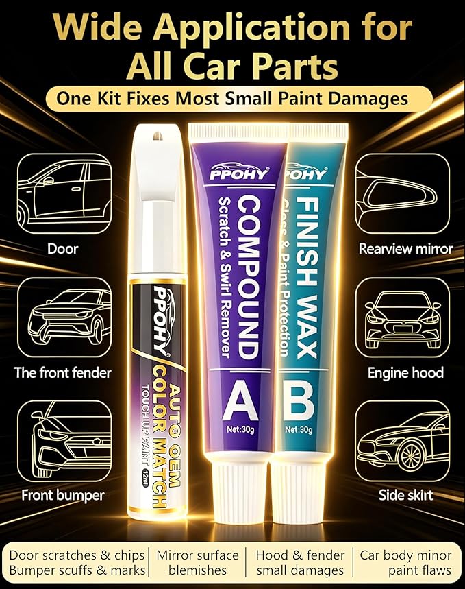 Wind Chill Pearl Tricoat(089) Touch Up Paint Pen for Toyota with A/B Wax-PPOHY OEM Exact Match,Complete Scratch Repair Kit,Quick Dry 2-In-1 Tip / Brush,Anti-Rust Waterproof Paint for Camry,Corolla,RAV4,Highlander