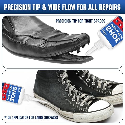 WOUSEDO Shoe Glue 2 x 30g, Flexible & Waterproof Instant Adhesive | Quick Dry in Seconds, Heavy Duty Clear Glue for Sole Repair on Sneakers, Boots, Heels, Hiking Shoes, Leather & Rubber