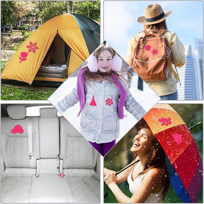 Waterproof Self-Adhesive Nylon Fabric Repair Tape - Tent Repair Kit,48pcs Fabric Patches for Tent, Jacket, Clothes, Puffer Down Jacket,Sleeping Bag, Outdoor Gear Tenacious Repairs Tape, Rose