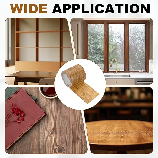 uxcell 2 Pcs Wood Grain Repair Tape, 2.2" x 15ft Self Adhesive Wood Grain Colored Duct Tape Waterproof Repair Patch for Furniture Floor Scratch Fix, Baseboards, DIY Decor, Maple Brown