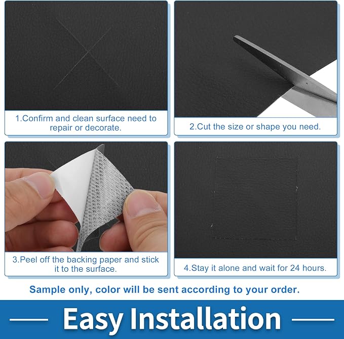 Self Adhesive Leather Repair Patch Strong Stickiness 39"x11.8" Leather Repair Tape PVC Faux Leather Black 1 Pcs