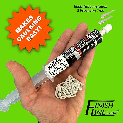 – Acrylic Urethane Elastomeric Sealant – Pre-Filled Precision Caulk Gun – Off-White – 1 oz Tube – Flexible & Durable Sealant for Trim, Baseboards, and Small Cracks