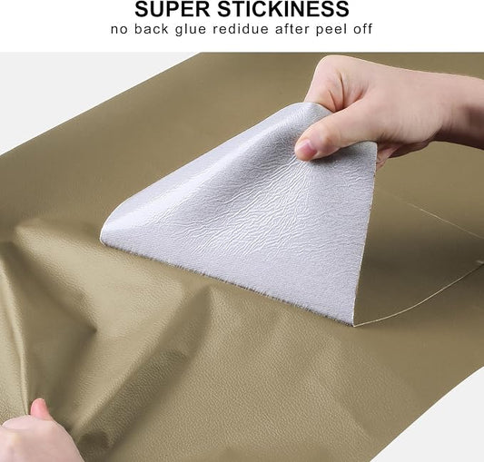 YAFLC Leather Repair Patch for Furniture, 40" x 16" Self Adhesive Leather Repair Kit Vinyl Repair Tape for Car Seat Sofa Jackets Couches Chair Medium Beige