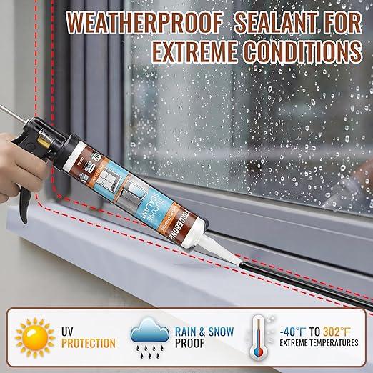 8 Pack Black Silicone Caulk, Neutral Black Caulking Waterproof, 10.1OZ Silicone Sealant for Filling Gaps and Cracks, Shower, Bathroom, Windows & Doors, Bathtub, RV, Pest Entry Blocking