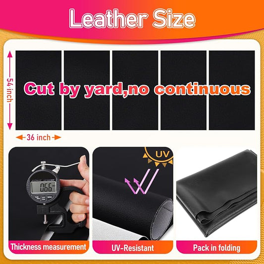 Marine Vinyl Upholstery Faux Leather: Meneng Black Grain Faux Leather 54"x36" Marine Vinyl Fabric Waterproof Durable for DIY Upholstery Boat Car Sofa