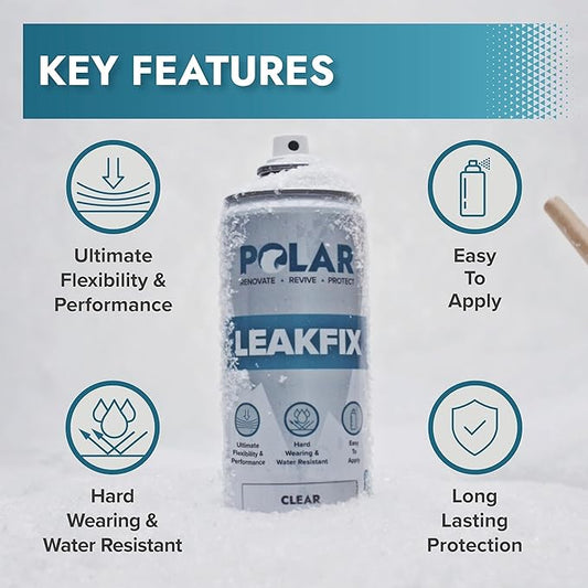 Polar Black Leak Fix Spray - 6 x 13.5fl. oz - Waterproof Roof Sealant - Instantly Seals Leaks and Cracks, for Lasting Protection on Roofs, Drainpipes & Gutter Repairs- for Interior and Exterior Use