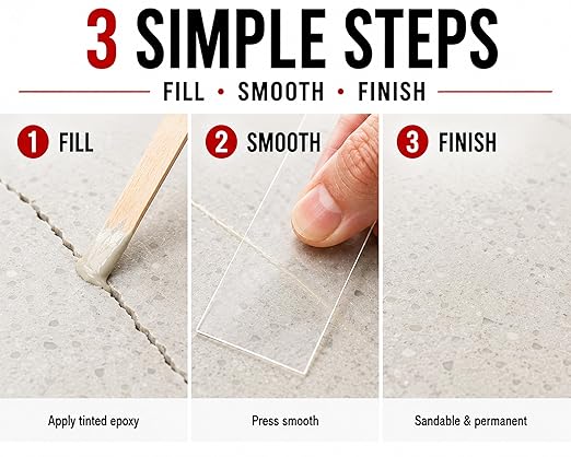 Instant Install 29 Complete - 20 oz Epoxy Permanent Repair Kit with EZ-Tint 10 g 5-Pack, Mixing Sticks, Razor, & Shaping Strip - Granite, Marble, & Tile - Rebonds & Rebuilds - Dry in 29 Minutes