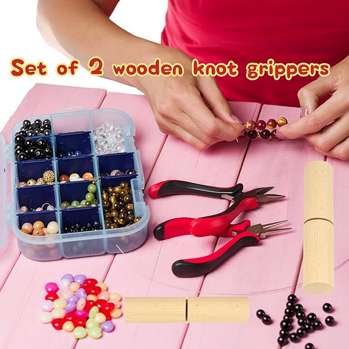 QSYZAIL Knot Grippers Tool for Silicone Beads Bracelet Helper Beading Supplies