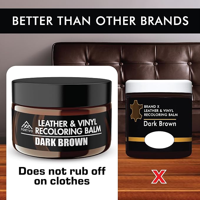 FORTIVO Leather Recoloring Balm, Color Restorer, Scratch Remover, Couch Paint and Repair, Leather Balm for Couches