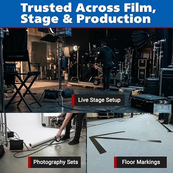 Gaffer Power Black Gaffer Tape 2” x 30 Yards (24 Rolls) – No Residue, Bulk Case, Made in USA, Professional Grade Matte Cloth Tape for Stage, Film & Cable Management