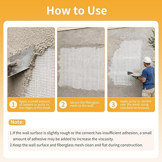 Fiberglass Mesh Roll for Stucco & Wall Repair –39 in, 538.2 Sq.Ft. Coverage,160g/㎡ Alkali Resistant Fibreglass Reinforcing Mesh, Non-Adhesive Fiber Patch for Plaster, Render, Tile,Gypsum Walls.