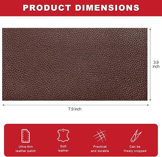 2 PCS Leather Repair Patch Tape, 4 x 8 Inch Self-Adhesive PU Vinyl Repair Patch Kit, Universal Waterproof DIY Leather Repair Tape for Car Seat Furniture Couch Chair (Dark Brown)