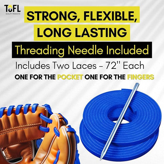 TOFL Softball and Baseball Glove Lace Kit | Mitt Lace Glove Repair Lacing Kit | 2 Leather Laces with Lacing Needle for Catchers Glove