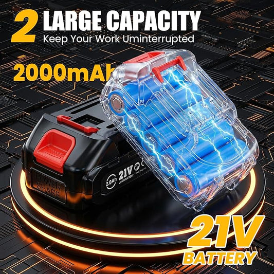 Electric Caulking Gun With 2X2000mAh Batteries, 10 Oz Cordless Caulk Gun with Adjustable Speed, LED Light, Battery Powered Caulking Gun for Filling, Sealing, Repair