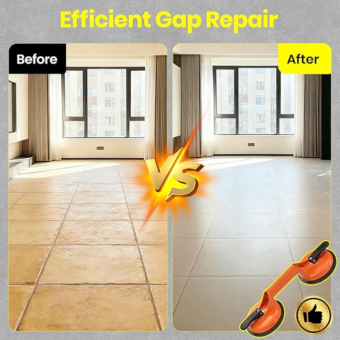 Saker Laminate Floor Gap Repair Tool,Suction Cup Lifter and Rubber Mallet,Floor Gap Repair Kit,for Floating Wood Floors and Moving Glasses (Light Orange)