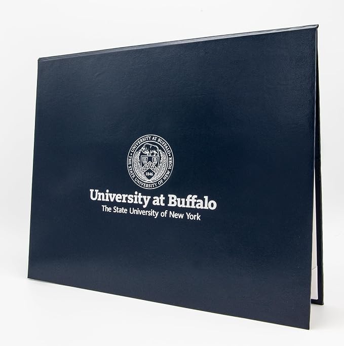 Premium Navy Blue Faux Leather Document Cover 8x6 Small Size | Tent-Style Opening, Non-Padded, Custom Metallic Foil Printing | Ideal for Diplomas, Awards, Certificates with Professional Finish