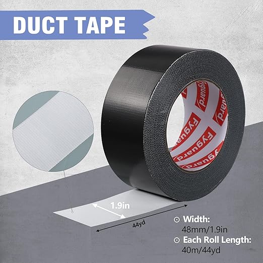 3 Pack Black Duct Tape 1.89In × 132Yd Total Heavy Duty Waterproof Tape, 8.26Mil Adhesive Repair Duct Tape for Indoor Outdoor Repair Fixation Reinforcement