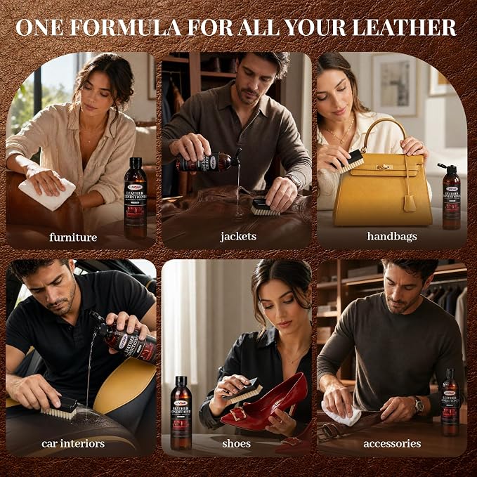 Leather Conditioner Oil - Deeply Nourishes for Leather Furniture, Car Seats, Shoes, Purses & Accessories -8oz