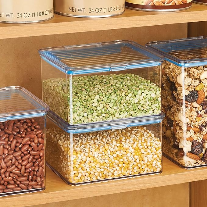 iDesign Plastic BPA-Free Pantry Food Storage Organizer Bin with Air-Tight Hinged Lid, 1.5 Quart Container for Kitchen, Fridge, Freezer, Cabinet, 5.5" x 6.6" x 3.7" - Clear