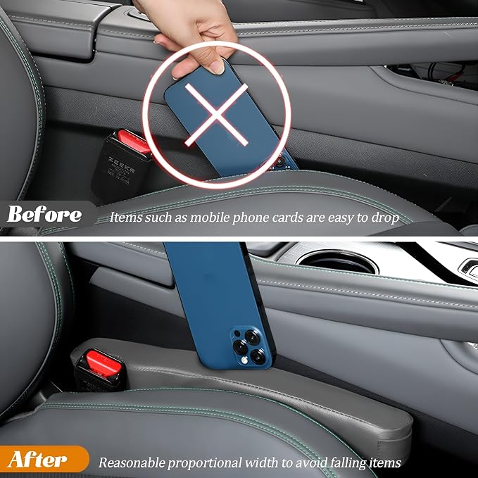 Car Seat Gap Filler, 2PCS Soft Foam Leather Vehicle Seat Crevice Blocker Stop Things from Dropping, Automotive No Drop Plug Guard Gap Stopper, Universal for Truck SUV RV (Gray)