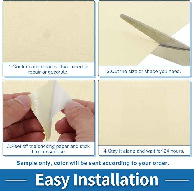 Self Adhesive Leather Repair Patch Strong Stickiness 19.6"x39" Leather Repair Tape PVC Faux Leather Beige Yellow 1 Pcs