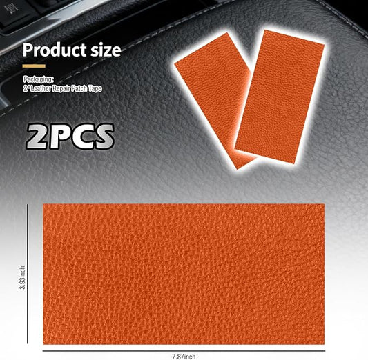 2PCS PU Leather Patch for Car Seat Repair,Self-Adhesive Leather Repair Patch Tape Vinyl Repairs Kit,Portable Car Leathers Repairs Kit for Cars Upholstery Seat,Furniture (Orange)