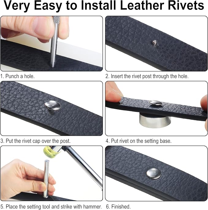 YORANYO 380 Sets 8MM Leather Rivets Kit Studs for Clothing Double Cap Rivets for Clothing Fabric Colorful Rivets with Leather Crafting Rivet Tool for Repair Decorate Clothes Shoes Bags Belt Dog Collar