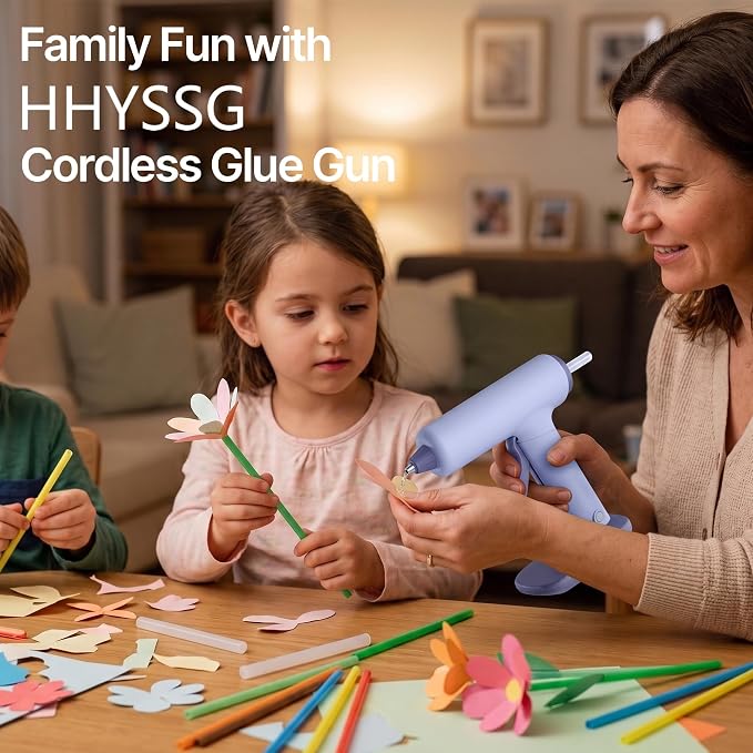 Cordless Hot Glue Gun Kit USB-C Rechargeable Magnetic Mount Base with 40 Premium Glue Sticks for DIY Crafts and Gifts(Gray)