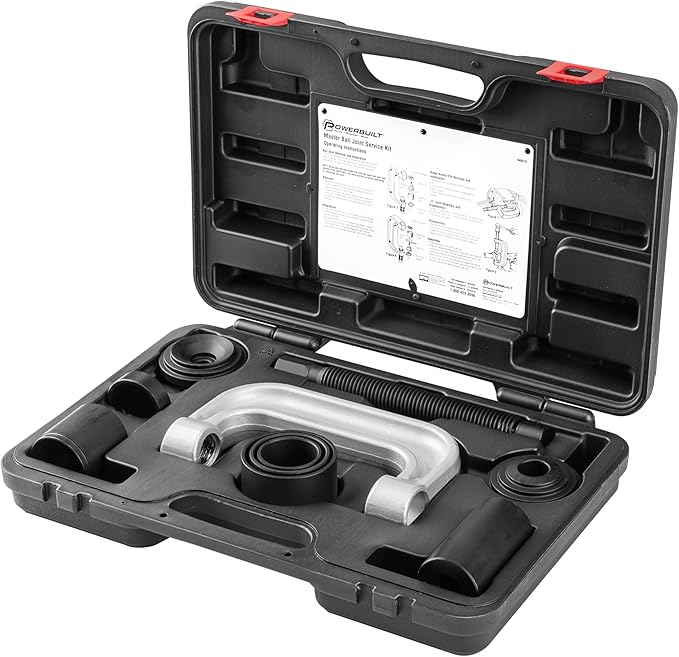 Powerbuilt Ball Joint Master Service Tool Kit, 10 Piece, Remove and Replace Ball Joints and U-Joints, Cars, Light Trucks, Storage Case - 940579, Black