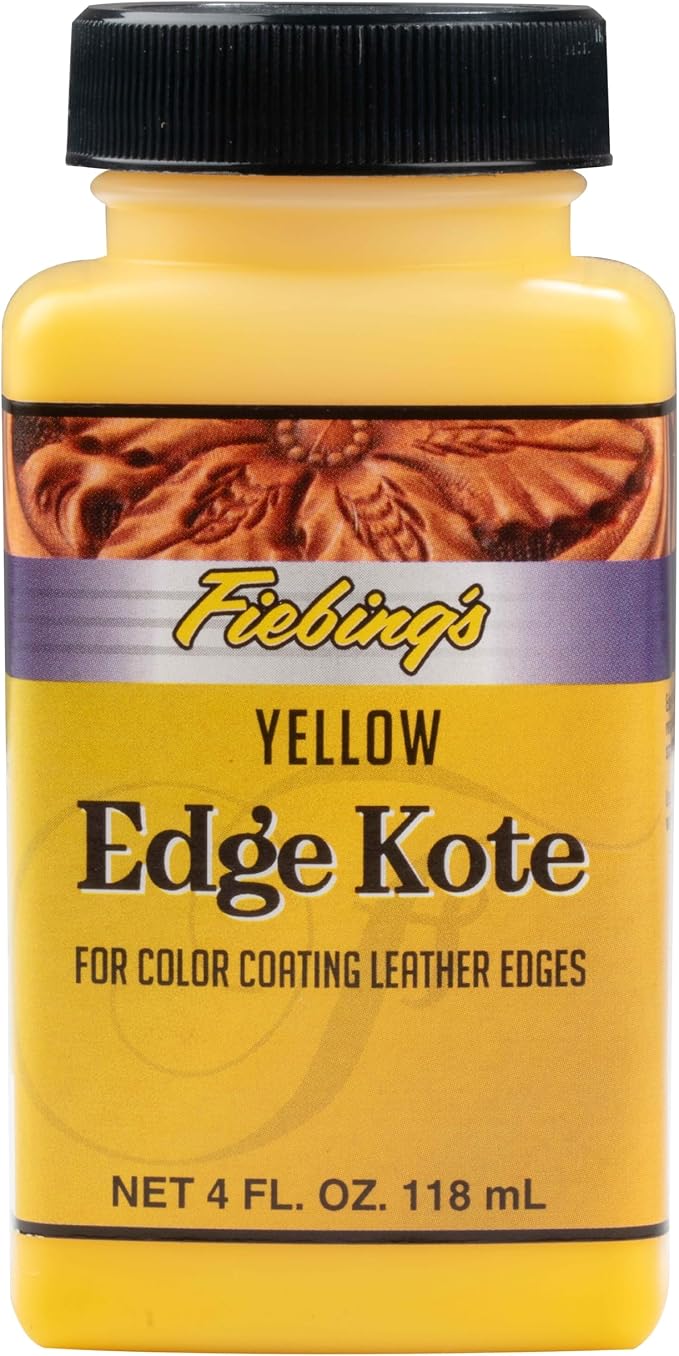 Fiebing's Edge Kote 4 Fl Oz - Yellow - for Coloring Leather Edges on Purses, Bags, Shoes, Holsters, Wallets,etc