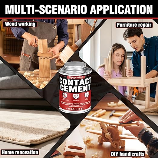 Contact Cement Adhesive 4.16 Oz, High Performance Neoprene Contact Adhesive with Brush, Flexible & Strong Bonding for Woodworking, Leather, Furniture Repairs and DIY Crafts (LDXJ-W01)