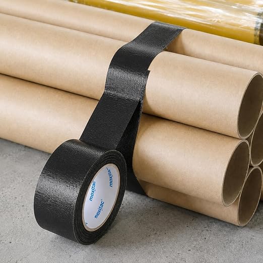 Black Duct Tape Heavy Duty, 2 Rolls, 2 Inch x 30 Yards Each, PE Coated Cloth Tape, Easy Tear by Hand, Water-Resistant Surface for Repairs, Packaging, Bundling, Garage and Workshop