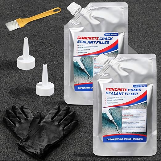 Concrete Crack Filler, 33.8 fl oz Self-Leveling Flexible Repair Sealant, High Elasticity Cement Crack Filler for Driveway, Sidewalk, Foundation, Indoor/Outdoor Use