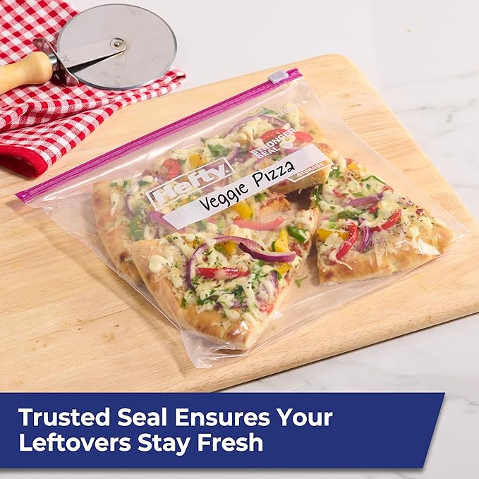 Hefty Slider Kitchen Storage Bags, Gallon Size, Zipper Closure, 66 Count