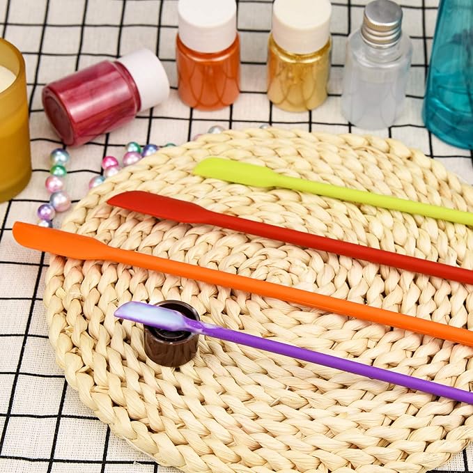 4pcs Mini Silicone Spatula Set, 3 Size Makeup Spatula Small Rubber Spatula for Thin Jar Skinny Openings Bottles, Tiny Scraper for Kitchen and Cosmetic, Multipurpose Scraping Mixing Tools (Mix colors)