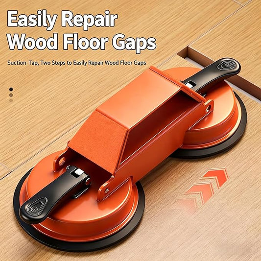 Heavy Duty Floor Gap Fixer Tool, Iron Construction with Enhanced Suction Cup & 5 Sticky Pads+Rubber Mallet, 45° Striking Surface, Perfect for Laminate & Solid Wood Floor Gap Repair