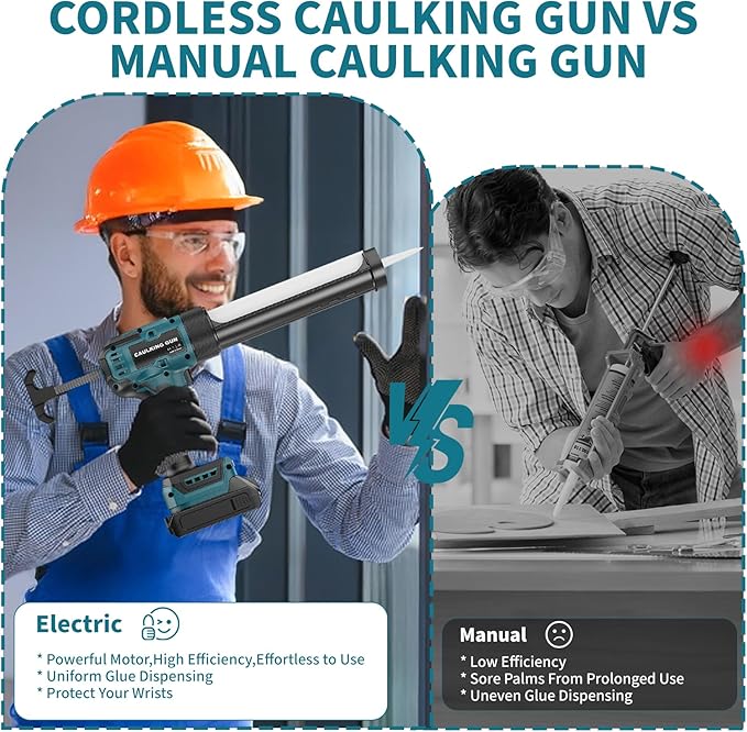 Cordless Caulking Gun Compatible with Makita 18V Battery,10 OZ Electric Caulk Gun with LED Light, LCD Display, 6 Adjustable Speeds for Floor Wall Tile Filling, Blue (No Battery)