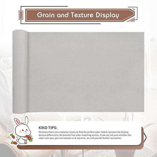 KING MOUNTAIN Leather Repair Patch,12 x 60 Inches self Adhesive Leather Repair Tape for Damaged Leather Furniture, Sofa Seating,Car Seats, Leather Goods(Light Grey)