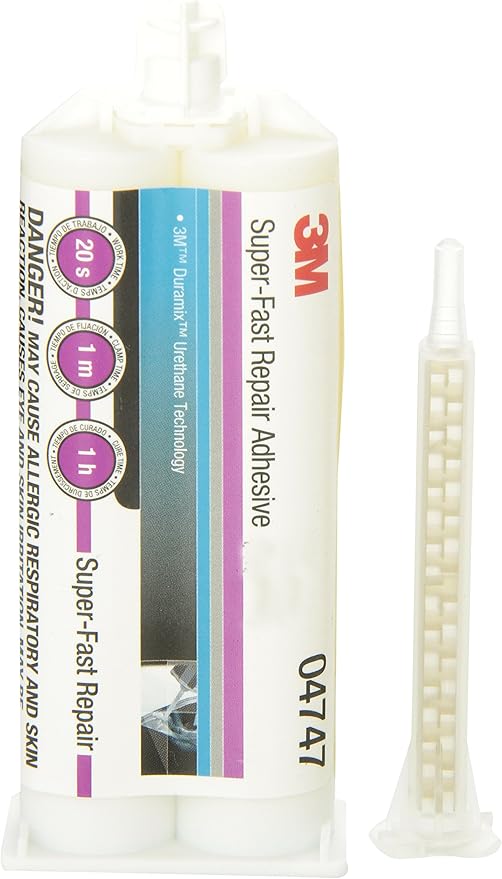 3M Super-Fast Repair Adhesive, 04747, Tranlucent Color,Two-Component, Semi-Rigid, Urethane Adhesive, 47.3 mL/1.6 fl oz Cartridge (Pack of 2)