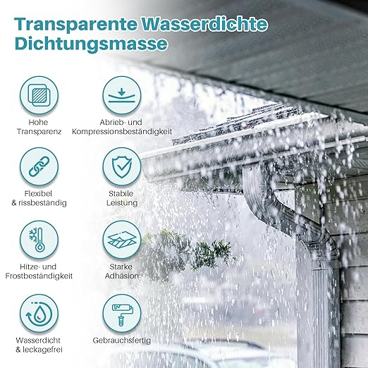 Transparent Waterproof Adhesive 8000g, Invisible Waterproof Agent Repair Leaks for Roofs, Gutters, Walls, Foundations; Indoor and Outdoor Water Proof Sealant Coating