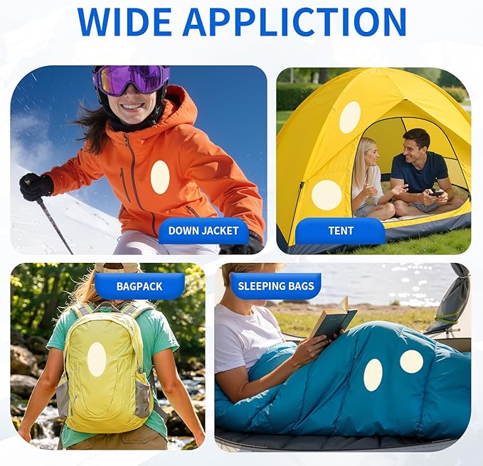 Waterproof Self-Adhesive Nylon Fabric Repair Tape - Tent Repair Kit,4pcs Fabric Patches for Jacket, Clothes, Puffer Down Jacket,Sleeping Bag, Outdoor Gear Tenacious Repairs Tape, White