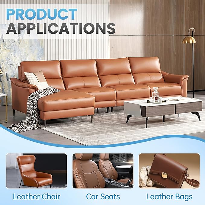 Leather Repair Patch Tape Kit, 16" x 30" Self Adhesive Leather Repair Patch for Furniture, Vinyl Leather Repair Kit for Car Seat, Chairs, Couch, Sofa, Boat Brown