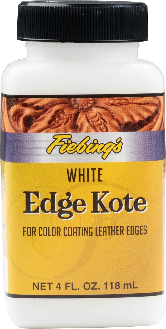 Fiebing's Edge Kote 4 Fl Oz - White - for Coloring Leather Edges on Purses, Bags, Shoes, Holsters, Wallets,etc