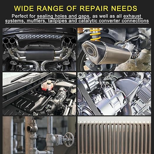 LOCBONDSO High Temp Exhaust Repair Kit, Muffler Repair Kit & Exhaust Sealant, Exhaust Leak Repair for Muffler, Tailpipe, Exhaust System, 5.3 oz.