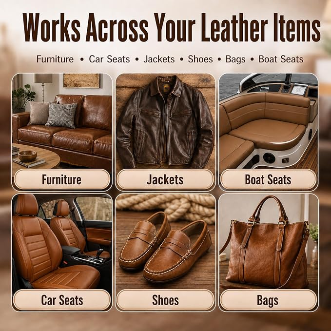 ARCSSAI ARCSSAL Brown Leather Repair Kit for Furniture, Leather Couch Repair Kit for Sofa, Jacket, Car Seats and Purse with Super Easy Instructions, Restores Any Material, Bonded, Pleather, Genuine