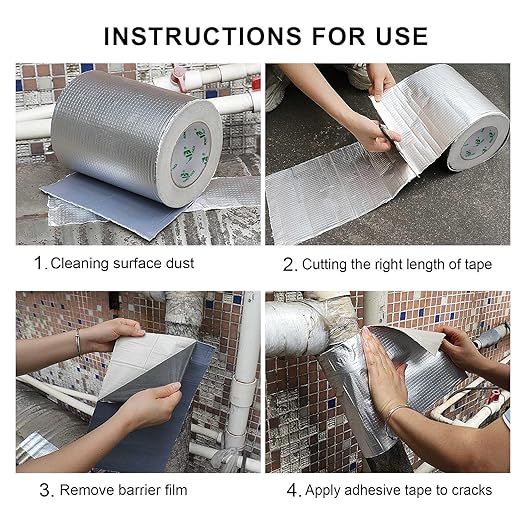 BOMEI PACK Butyl Tape, Waterproof 1.5mm x 8" W X 33'L, Multi-Use Leak Repair for Boat and Pipe Sealing, HVAC Ducts, Roof Crack, RV, Awning, Window Sealing, Upgraded Leak Proof Butyl, 1Pack