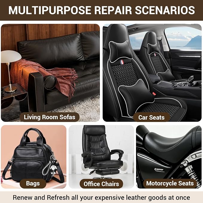 Self Adhesive Leather Repair Patch, Leather Patches for Furniture, Leather Repair Tape for Couch Sofa Car Seat Chair Furniture Repair, Leather Repair Kit (Dark Brown-Glossy Smooth, 3.5X60 Inch)