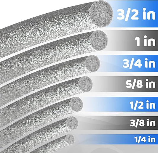 Backer Rod Foam Gap Filler Crack Filler for Concrete Repair Caulk Saver Backing Rod Concrete Expansion Joint Rope Caulk for Sealing Gaps, Expansion Joints, Crack Filling (Gray, 1/2 Inch x33 Ft)